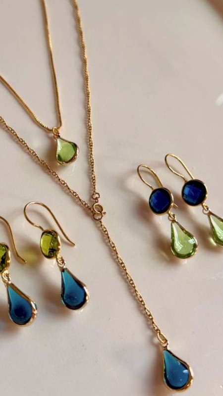 Ocean and olive, softly intertwined.